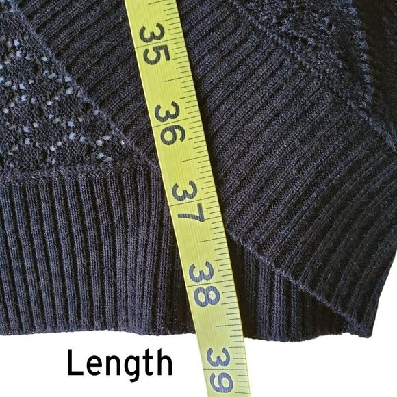 Longline Kimono Style Sleeve Open Cardigan Open Weave Black Size S - Picture 14 of 16